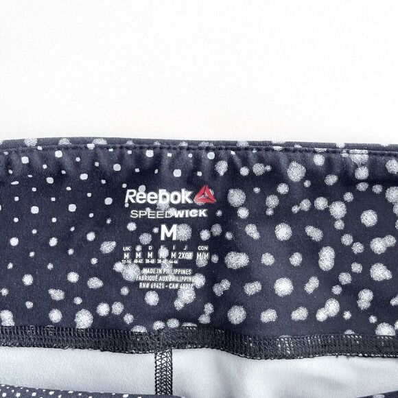 Reebok Speedwick Women's Mid-Rise Lux 2.0 Active Leggings Black White Medium - Picture 4 of 8